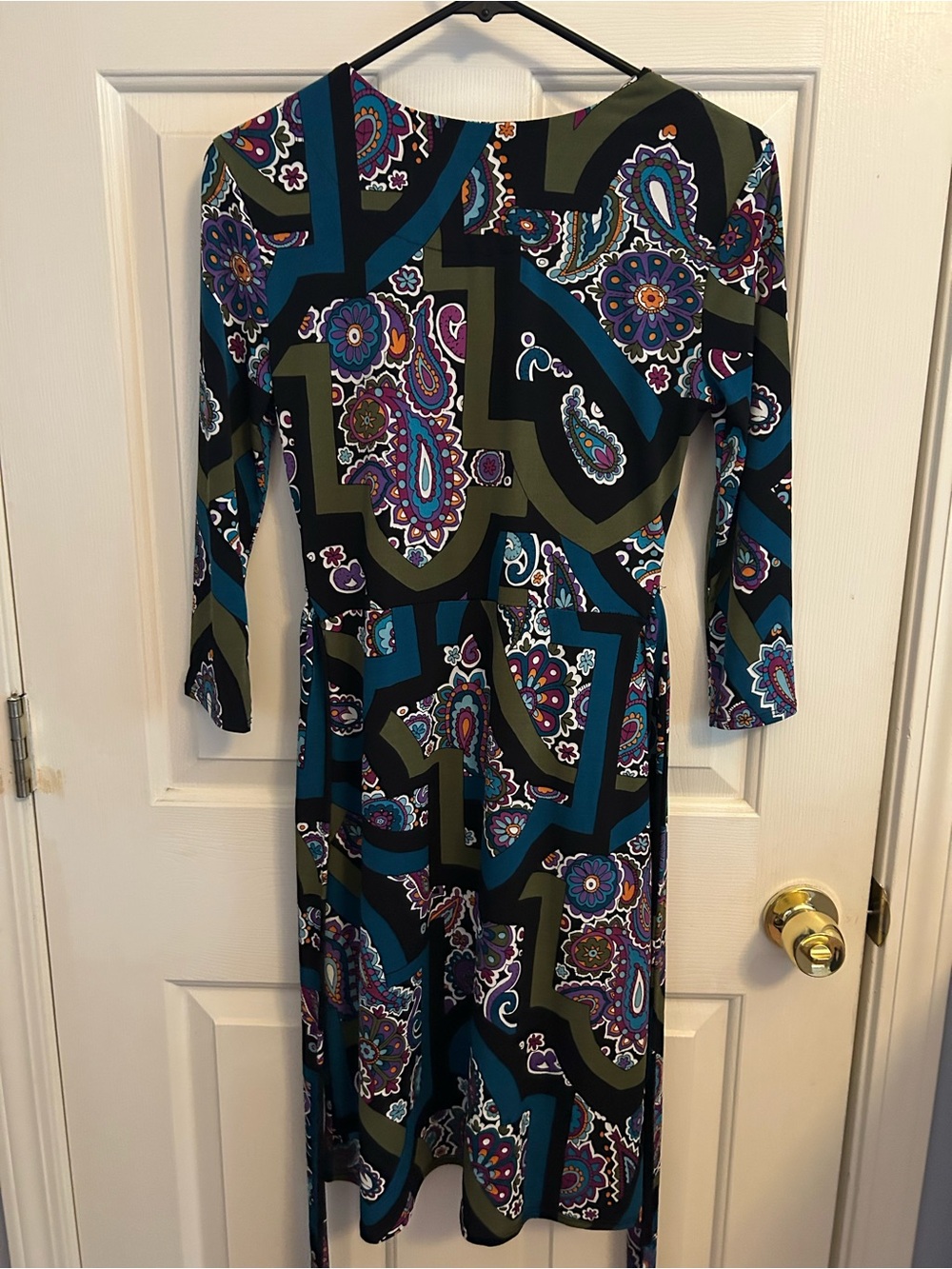 Nicole Multicolor Paisley Midi Dress with Olive & Teal Accents